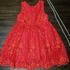 Popatu 》Red Floral Embroidered Dress Size 4